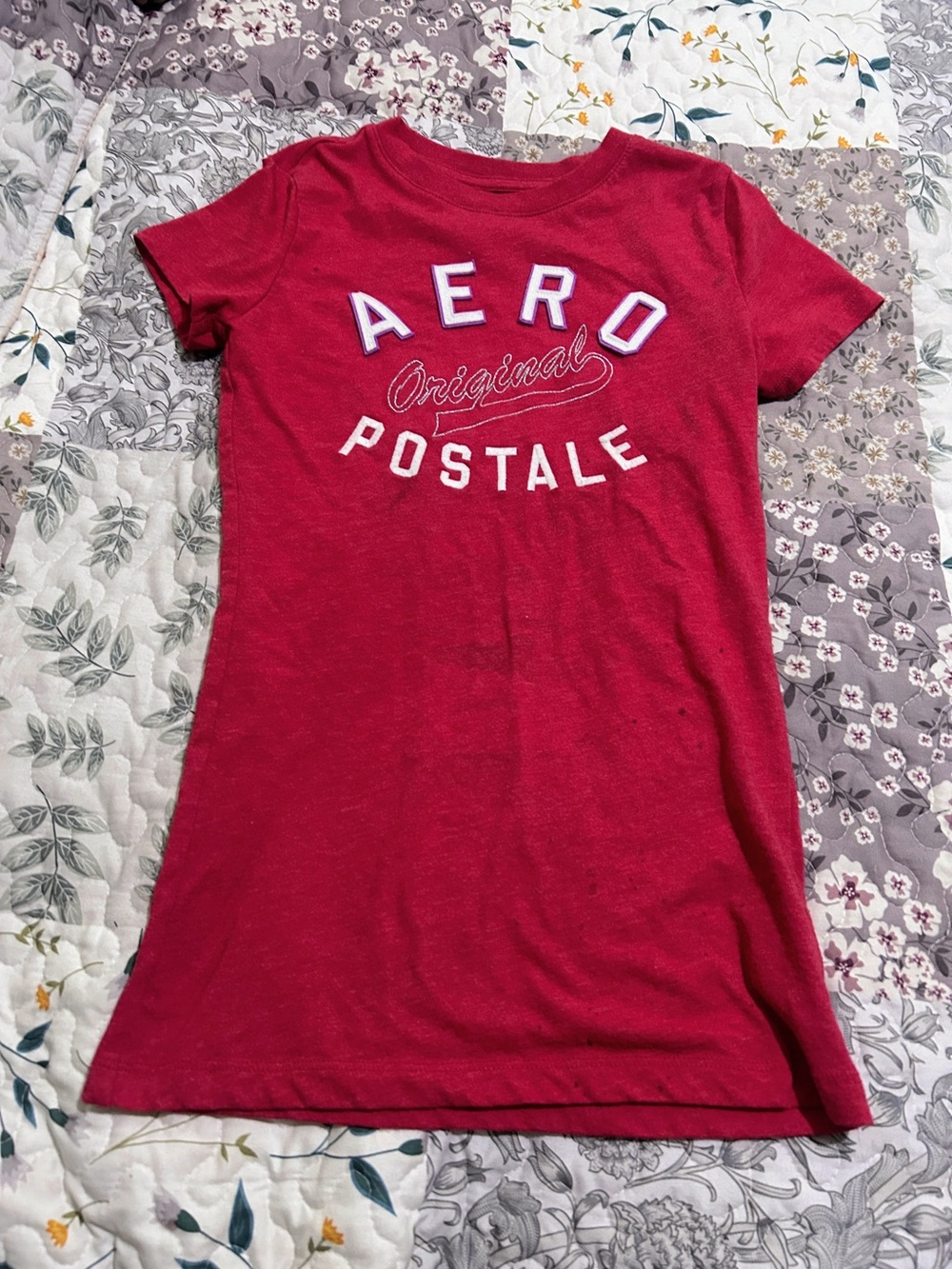 Aeropostale Red Graphic Tee with White Lettering